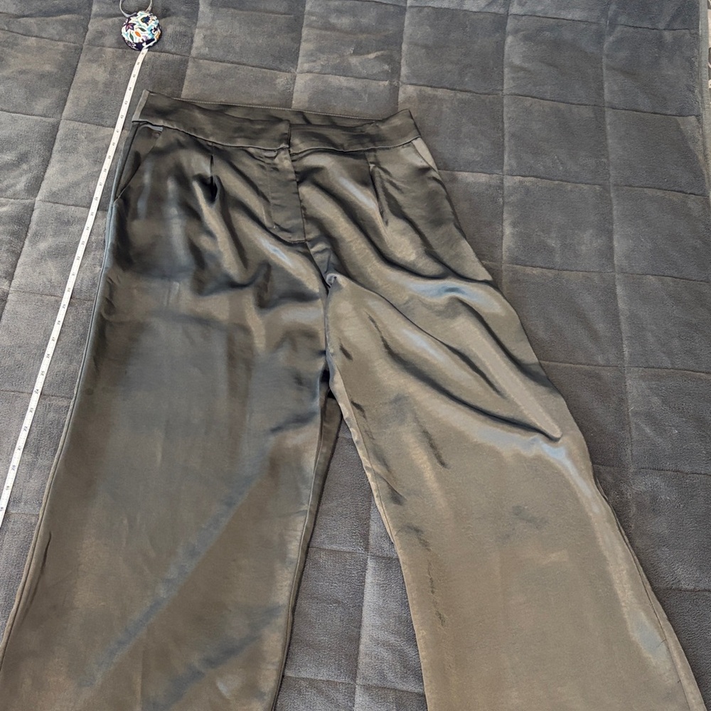 Line+Dot Gray Satin Pants - Picture 1 of 5
